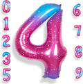 4 Balloon Number 40 Inch for Boy or Girl Big Starry 0-9 Foil Mylar Large 4 Number Balloon Happy 4th Birthday Party Anniversary Decorations Supplies