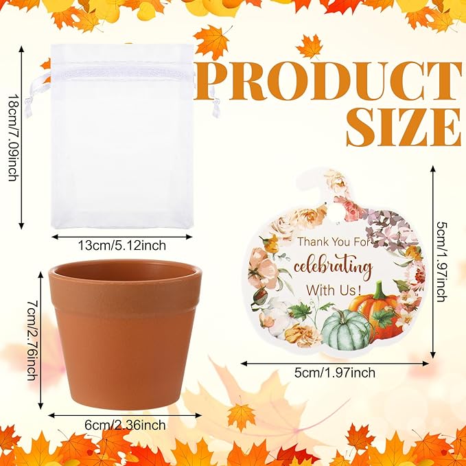 Ctosree 50 Sets Little Pumpkin Baby Shower Party Favors Thanksgiving Baby Shower Seed Packet for Guests Little Pumpkin is on the Way Gifts Self Adhesive Seed Packets Thanks Tag Organza Gift Bag
