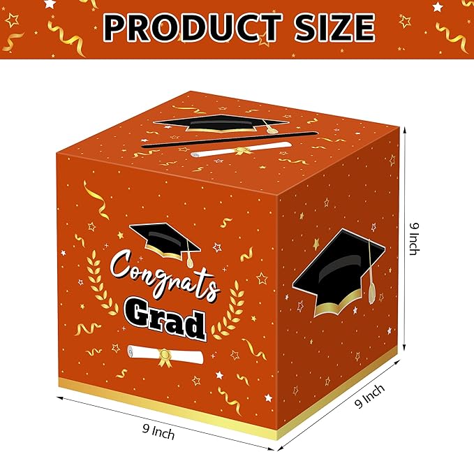 Graduation Decorations 2026 Orange Graduation Card Box Graduation Party Decorations,Graduation Box,Congrats Grad Gifts Box for 2026 Graduation Party Supplies Favors