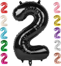 2 Numbers Balloon 40 Inch Black Two Balloon Number Birthday Decor, 2nd 12 21st Party Celebration Decorations Graduations Wedding Baby Shower