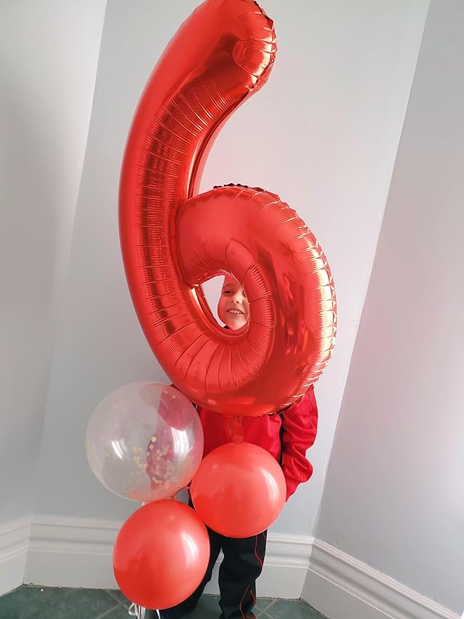 40 Inch Number 7 Balloon, Red Seven Birthday Decor, 7 17 27 70 Year Old Balloon Number for Engagement, Wedding, Graduations