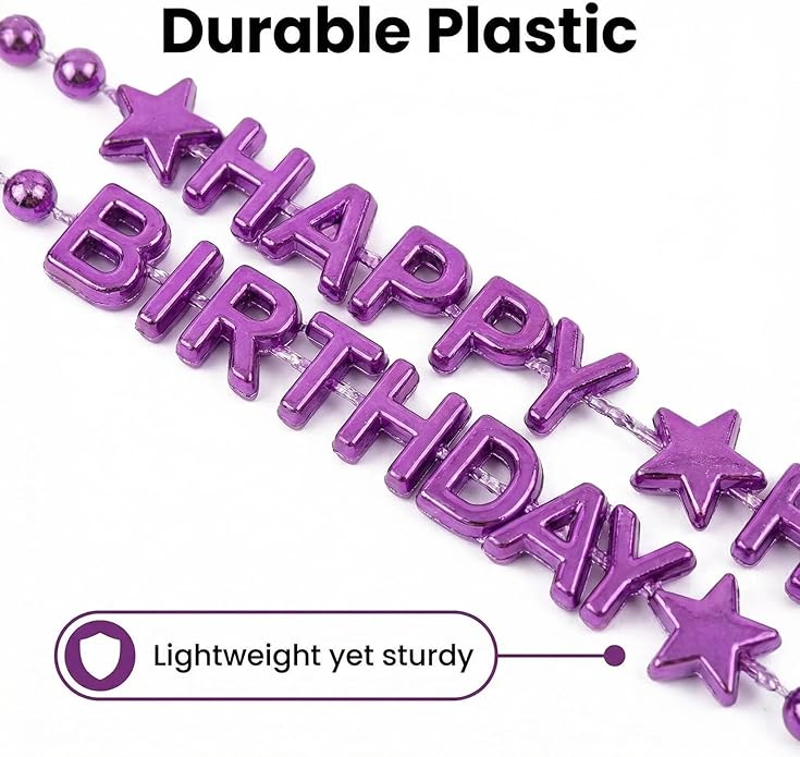 8 Pieces Colorful Happy Birthday Bead Necklaces, Vibrant Party Favors for Famlies Kids Adults, Perfect Birthday Decor Gifts Party Supplies