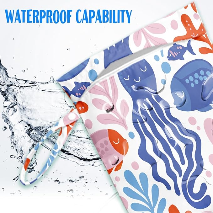 Beach Essentials, Wet Bag for Swimsuit Dirty Clothes Yoga Gym Diaper, Wet Dry Bag, Beach Vacation Essential for Travel Poor Bathing Summer Coastal Jellyfish Gifts