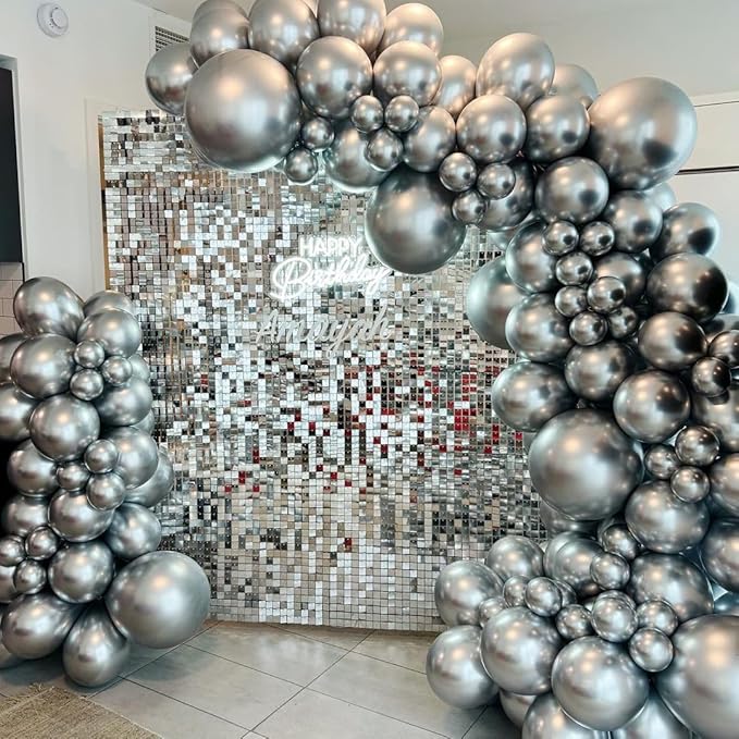 18 Inch Metallic Silver Balloons - 35pcs Large Thick Chrome Silver Balloons for Birthday, Baby Shower, Wedding, Graduation, Summer Themed Party Decorations