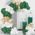 Emerald Green Gold Balloons Arch Garland Kit, 134pcs Dark Green,White,Chrome Gold Balloons for Birthday Baby Shower Wedding Anniversary Jungle Safari Wild One Animal Party Decorations
