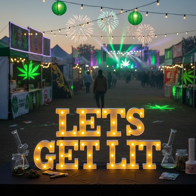 Honoson 10 Pcs Lets Get Lit Decorations for Adults, Birthday Light Decor Lets Get Lit Lights up Sign Indoor Table LED Neon Sign for Home Room Decorations