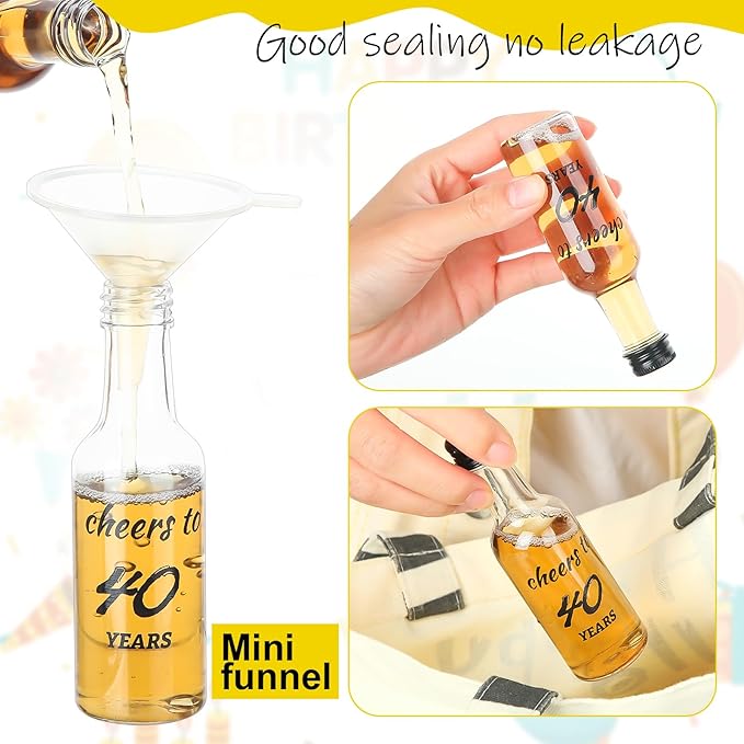 Bokon 50 Pcs Cheers to 40 Years birthday party Mini Liquor Bottles 1.7 oz Mini Wine Bottles for Guests Women Men 40th Birthday Anniversary Wedding Celebration Party Favors
