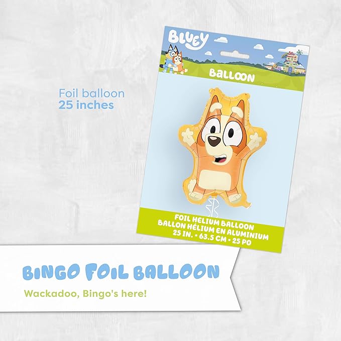 Bingo and Bluey Balloons | 10 Pack | Large 28" Bluey Balloon and 25" Bingo Balloon with 8 Latex Balloons | Sticker | Birthday Decorations and Party Supplies | Officially Licensed