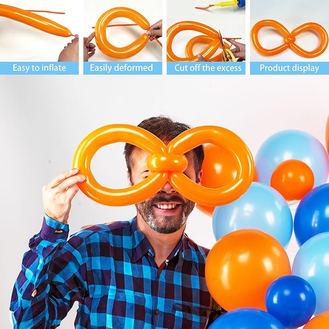 Blue and Orange Balloon Garland Arch Kit 110PCS with long balloon Mylar Foil Star Shape Balloons for kids 3th 6th TV Cartoon dog baby Theme Birthday baby shower Party Decorations
