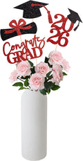 Gexolenu 16 PCS Red and Black Double-Sided 2026 Graduation Centerpieces for Tables, 2026 Table Toppers Party Centerpiece Sticks Party Supplies, Graduation Party Decorations Class of 2026, Set of 4