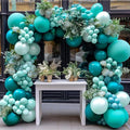 Teal Blue Balloons Double Stuffed Mint Blue Balloon Garland Arch Kit Metallic Peacock Balloons Different Sizes for Birthday Baby Shower Winter Bridal Prom Party Decorations