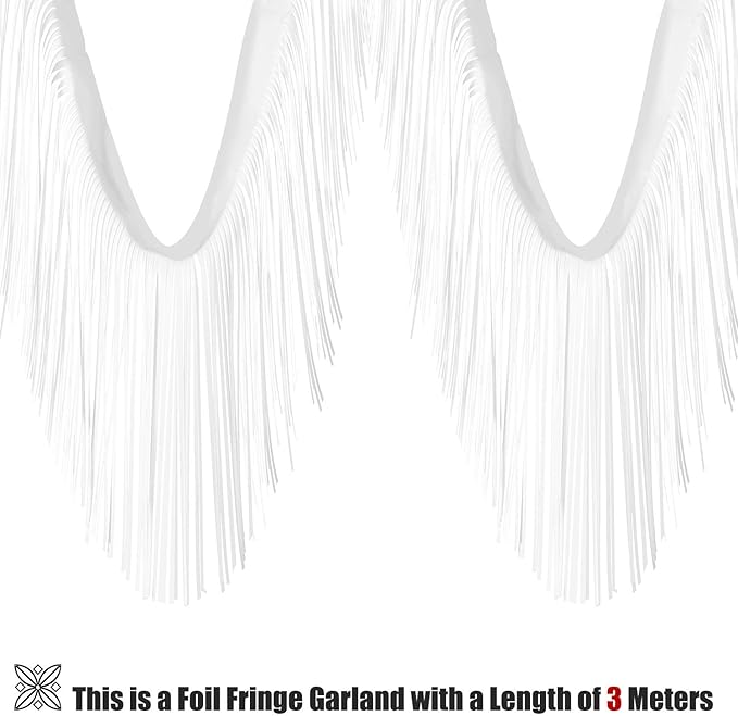 WILLBOND 4 Packs 40 Feet Fringe Garland Foil Fringe Garland Metallic Tinsel Foil St. Patrick's Day Hanging Banner for Wedding Birthday Parties Holiday Decorations Graduation