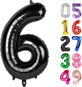 Black Number 6 Balloon 40 Inch, 6th Birthday Party Decorations for Children, Giant 6 Foil Balloon for Party Supplies