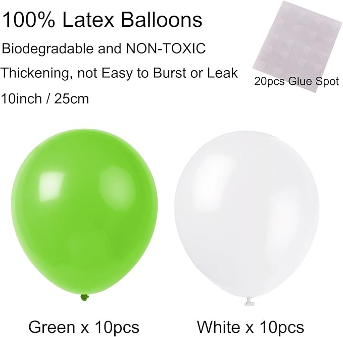 ZERODECO Birthday Party Decoration - Green & White Banner, Fans, Pom Poms, Balloons & More
