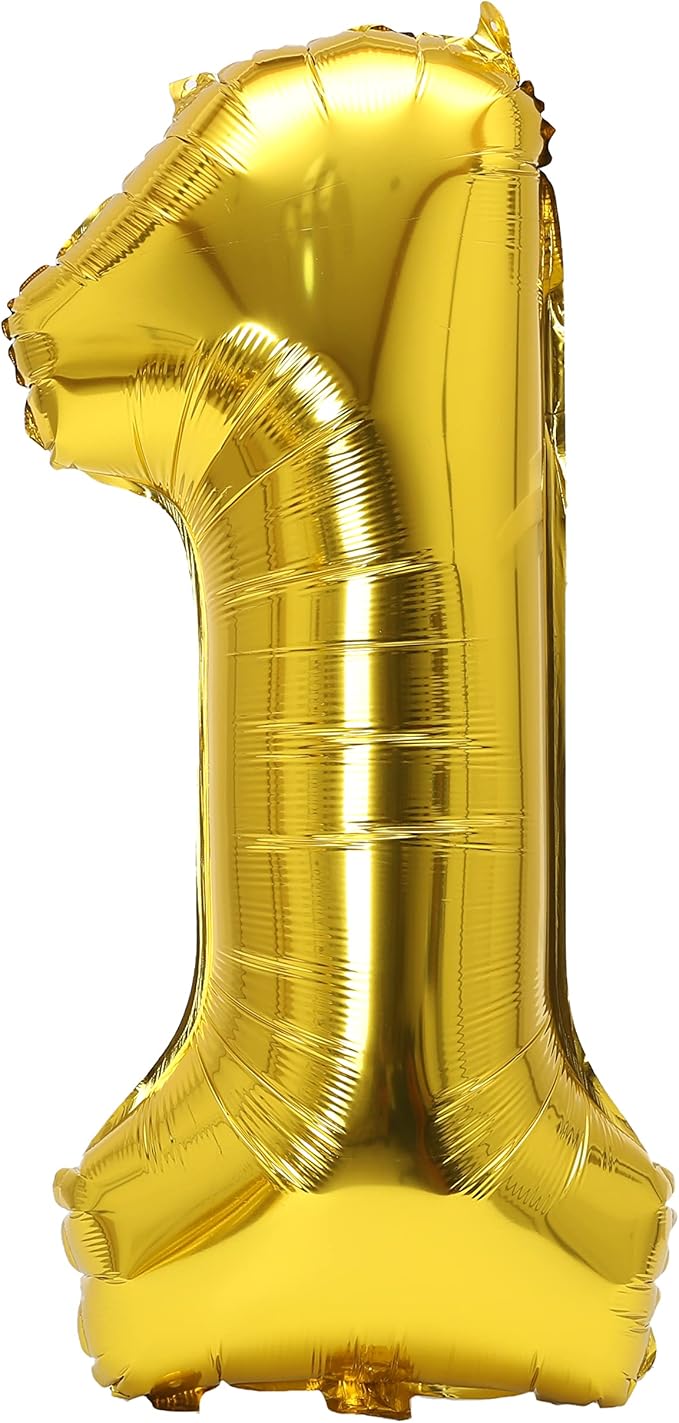 YPSelected 32 Inch Large Foil Helium Number Balloon Birthday Wedding Party 0-9 (Gold, 1)