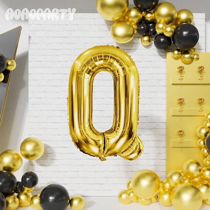 Letter Balloons 40Inch Large Giant big Foil Mylar Gold Balloons Q for Birthday Party Decorations