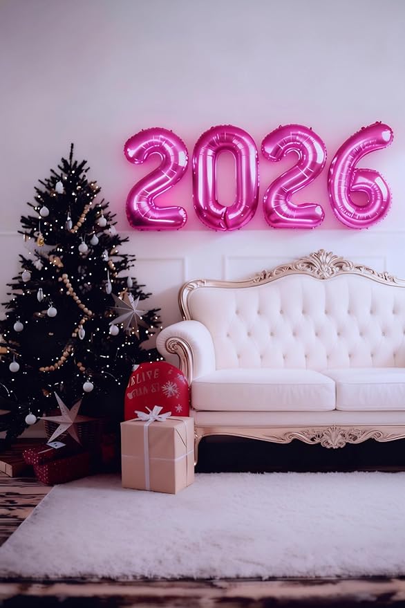 2026 Rosy Purple Balloon Numbers 40 Inch, Nye Decor Party Decorations Happy New Year, Class of 2026 Decorations Party Supplies