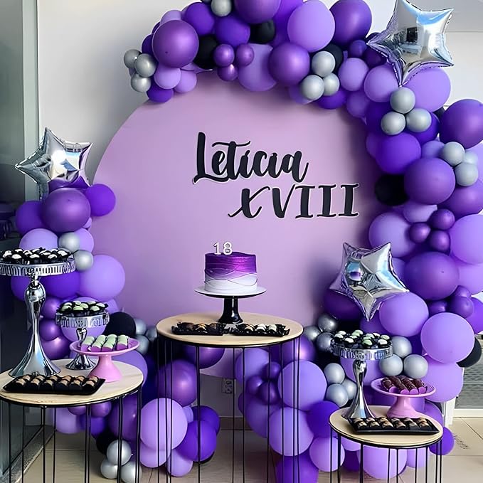 105pcs Purple Balloons 12inch Party Latex Balloons for Birthday Baby Shower Halloween Wedding Valentine's Day Party Bachelorette Decorations