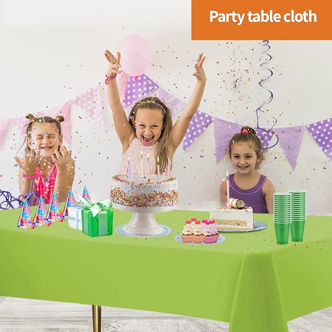 Party Dimensions Lime Green Disposable Plastic Tablecloth for Rectangle Tables (48 Pack) Premium Decorative Table Cloths for Parties, Events & Weddings, Indoors & Outdoors, 54 x 108 inches