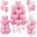 Valentines Day Balloons Decorations Set - 69 Pcs Pink Heart, Pink Heart Confetti, Pink and White Heart Print Balloons for Valentine's Day Galentine's Day Wedding Mothers Day Party Decorations