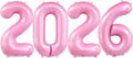 2026 Pastel Pink Balloons, 40" Large Pastel Pink 2026 Balloons Helium Mylar Foil Balloons for 2026 New Year Christmas Graduation Party Decoration
