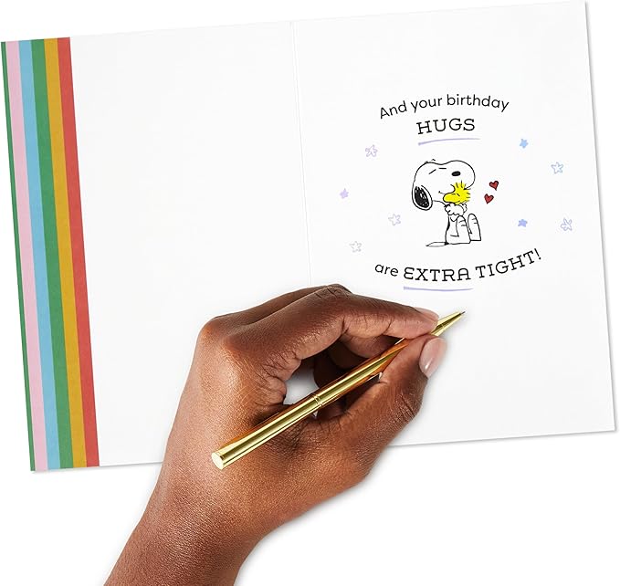 Hallmark Peanuts Birthday Card (Snoopy Hugs) for Kids, Grandchildren, Friends, Fans
