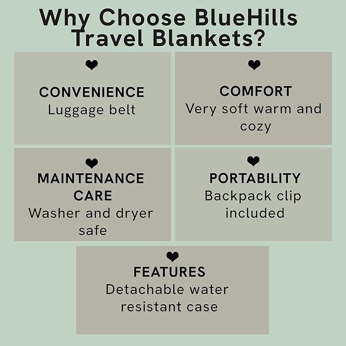 BlueHills Ultra Compact Travel Blanket Pillow for Airplane Traveling Essential Long Flight Trip Throw in Bag Portable Case Large Plane Accessories Beige - C007