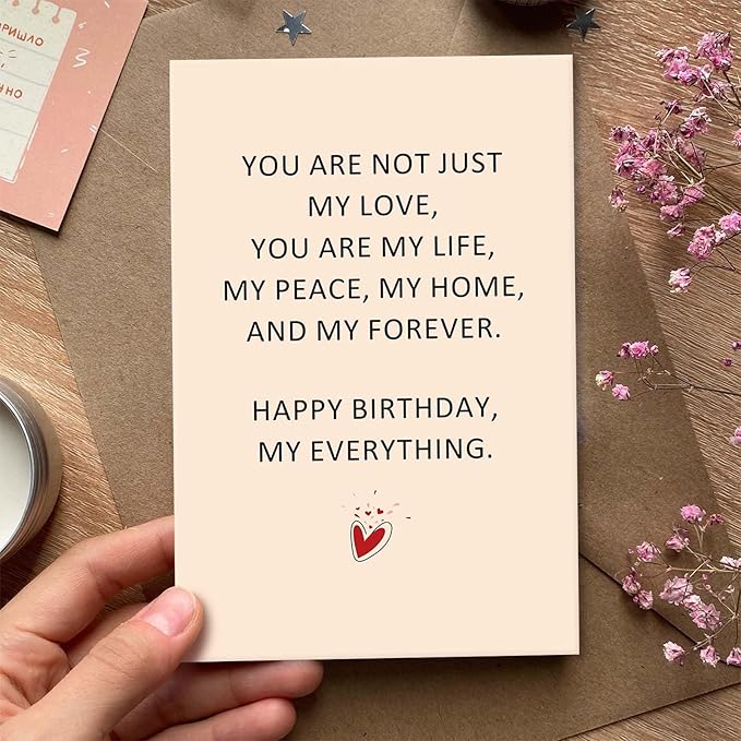 Romantic Birthday Card for Husband Wife, Happy Birthday Card for Boyfriend Girlfriend, Sweet Bday Gift for Woman Man