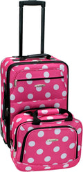 Rockland Fashion Softside 2 Piece Luggage Set, Expandable, (14" Tote/19" Upright), Pink Dot