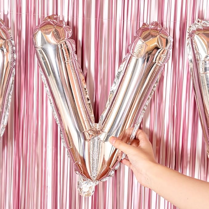 Restaurantware-Balloonify 16 Inch Letter Balloon, 1 Alphabet Party Balloon - Letter V, Self-Sealing, Silver Foil Mylar Finish, Hanging Loop, Decoration For Birthday, Wedding, Or Graduation