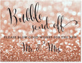 Andaz Press Wedding Party Signs, Glitzy Rose Gold Glitter, 8.5x11-inch, Bubble Send Off Please Blow Good Wishes for the New Mr. & Mrs. Sign, 1-Pack, Bokeh Colored Party Supplies