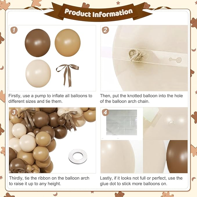 Brown Balloons Garland Arch Kit, 140Pcs Neutral Nude Begie Balloons with Bows for Coquette Martini Birthday Party Decorations Bachelorette Bridal Shower Decorations