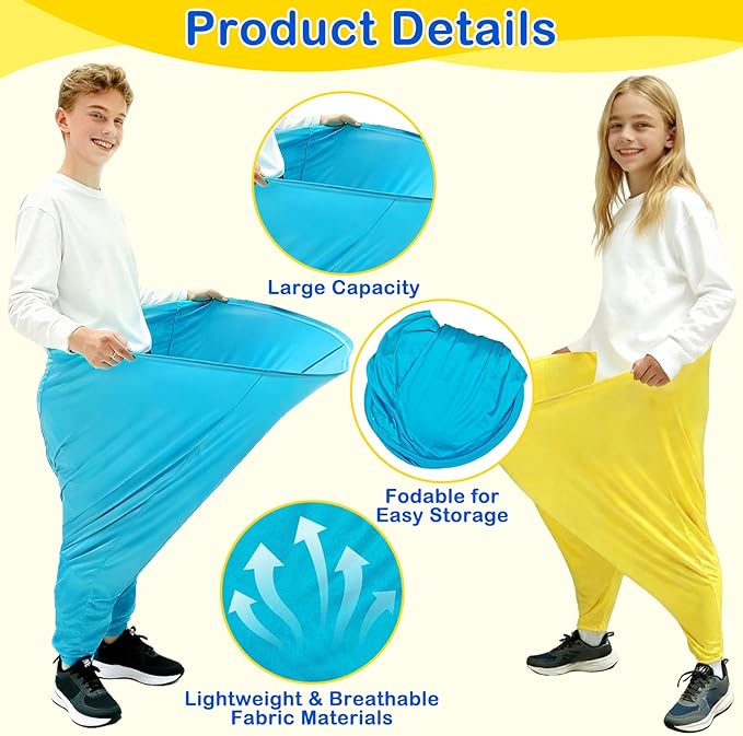 11 PCS Granny Pants Yard Game Easter Games Set, Oversized Blue & Yellow Pants With 8 Colorful Bouncy Balls & 1 Air Pump, Outdoor Tossing Games For Adults Family Easter Carnival Party Reunion Gathering