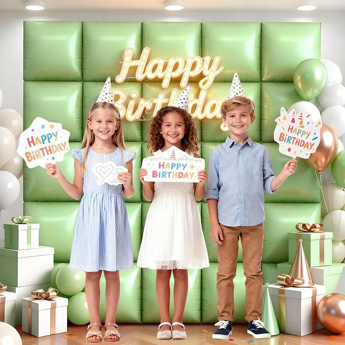 25Pcs Olive Green Square Foil Balloons Wall Backdrop, Double Sided Metallic Foil Balloons Tunnel Arch Garland Kit for Photo Booth Birthday Wedding Graduation Halloween Party Decorations