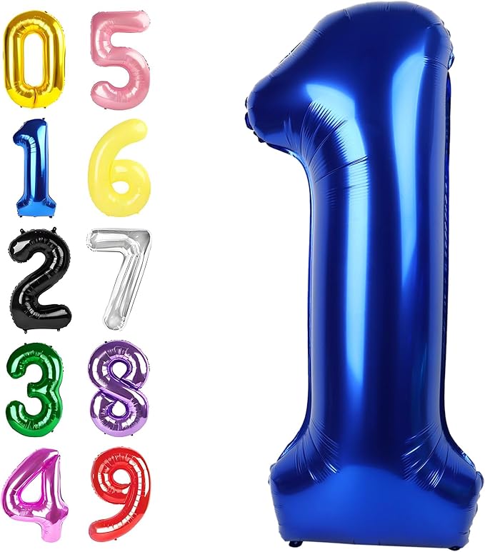 Number One Balloons 40 Inch, Navy Blue Balloon for Birthday Party Decoration, Large Number Ballons for 1, 10, 11, 12, 13, 21, 100 Celebration, Boy and Girl Birthday, Baby Shower, Anniversary Decor