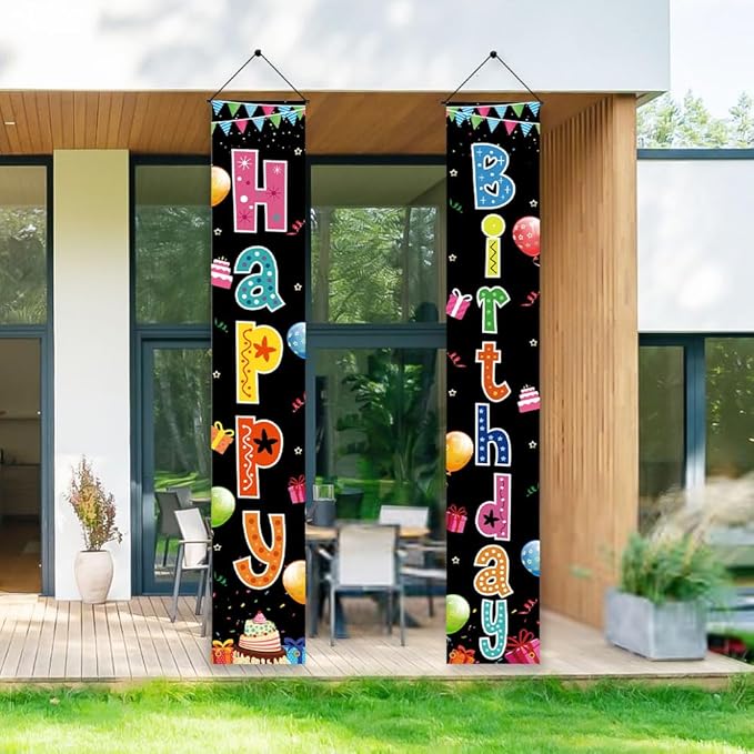 Birthday Decorations Banner, Happy Birthday Door Sign for Men Women Boys Girls Ideal Birthday Decorations Party Supplies Outdoor Indoor 72 x 12 Inch