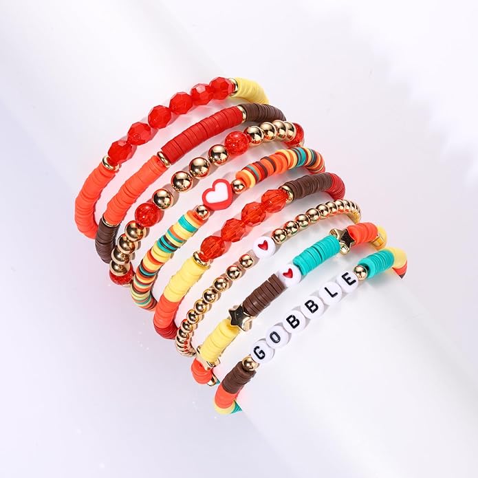 Surfer Heishi Bracelets for Women Stackable Rainbow Vinyl Disc Clay Beaded Stretch Bracelets Elastic Layering Friendship Bracelets Boho Summer Beach Jewelry