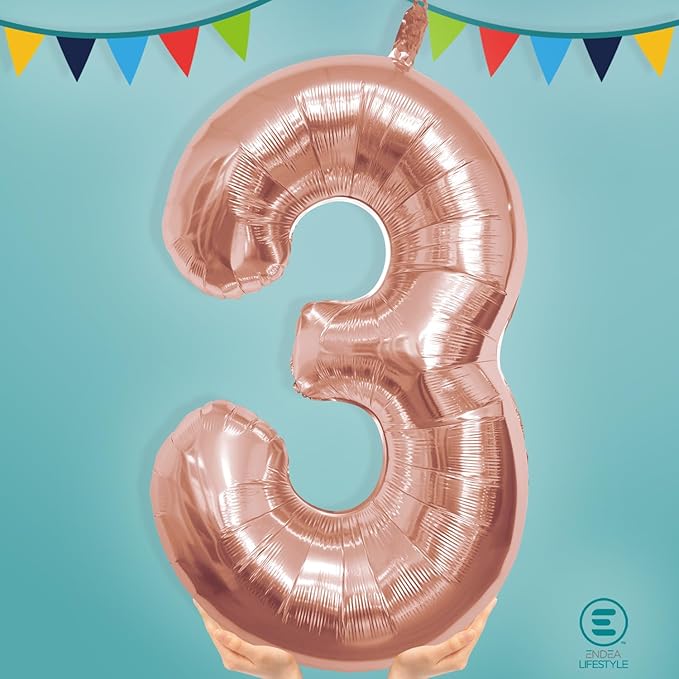 40 Inch Large Rose Gold Number Celebration and Decoration Balloon for Birthday Parties, Graduations, Anniversaries, Weddings, Photo Shoots, Special Events (Rose Gold Number 3)