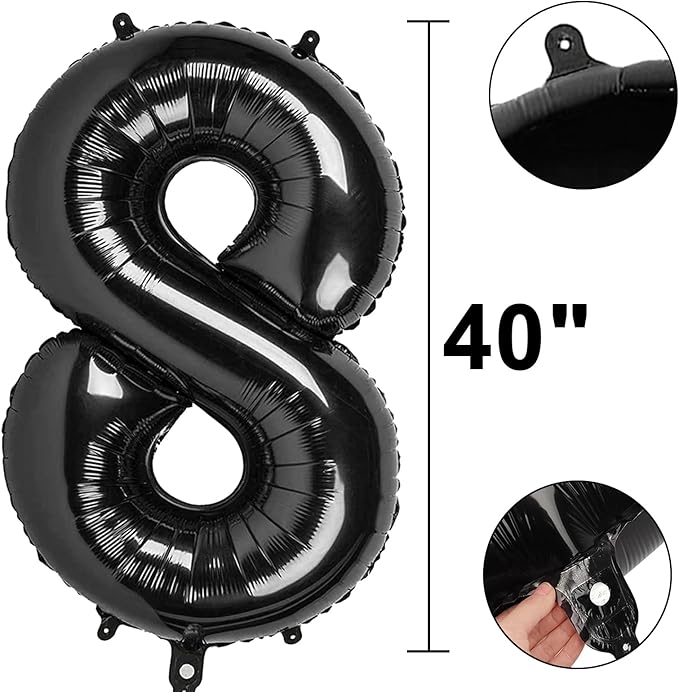 40 Inch Black Number 80 Digital Balloon,Jumbo Mylar Foil Helium Balloon for 80 Balloons for Birthday Party,Wedding Anniversary Party Decorations