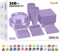 350 Pcs Lavender Plastic Plates For Party, Lavender Disposable Plates Set, 50 Of Each 9" Dinner Plate Set, 7" Dessert Plate, Cups, Napkins & Cutlery Plastic Dinnerware Set Exquisite
