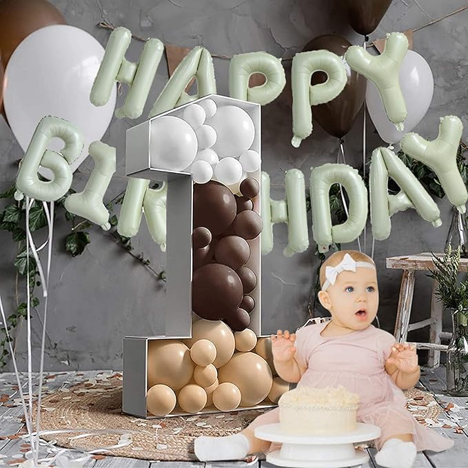 KALOR Cream White Happy Birthday Balloons Banner, 16 Inch Mylar Foil Letters Balloon Sign for Birthday Party Decorations Photo Booth Backdrop