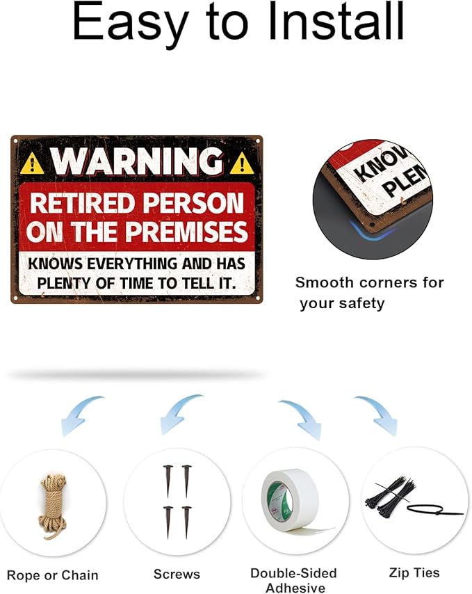 ALKB Funny Retirement Gift for Men & Women - 12x8 Inch Happy Retirement Party Wall Decor