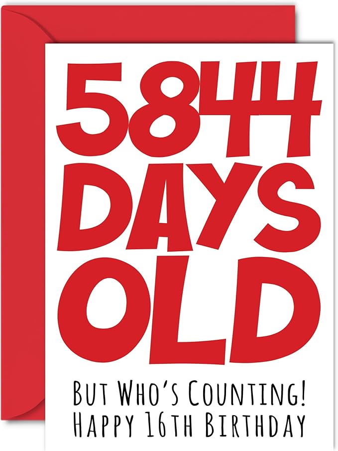 Stuff4 16th Birthday Card for Boys Girls Him Her - 5844 Days Old - Funny Teenager Sixteen Sixteenth Happy Birthday Card for Brother Sister Son Daughter Cousin, A5 Humor Joke Greeting Cards