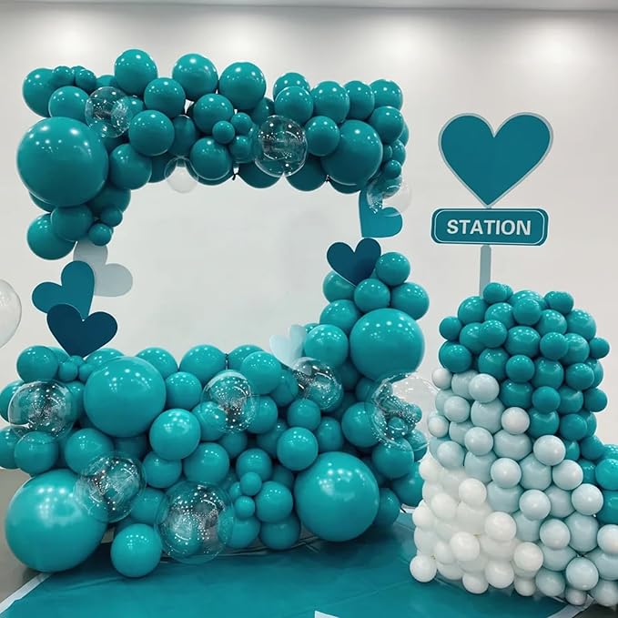 105pcs Peacock Blue Balloons 12inch Party Latex Balloons for Boys Girls Birthday Baby Shower Gender Reveal Wedding Sunflower Party Decorations