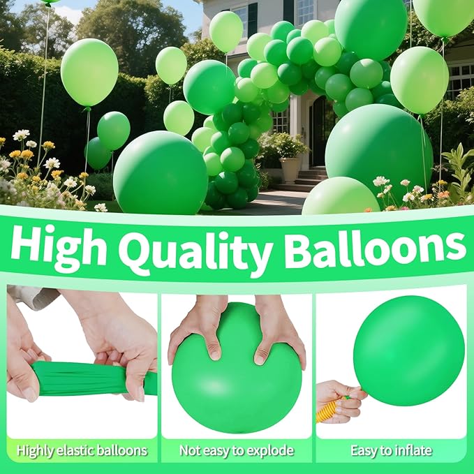 KAWKALSH Green Balloon Arch Kit 111Pcs 18 12 5 Inch Latex Party Balloons Garland for Birthday Baby Shower Wedding Engagement Anniversary Christmas Party Decorations