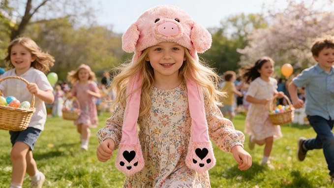 Animal Hat with Ears Moving Jumping Pop Up Beating Hat Plush Holiday Cosplay Dress Up Funny Gift for Kids