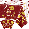 Graduation Tablecloth Party Decorations Class of 2026 3 Pack Maroon and Gold 54"x108" Congrats Grad Disposable Rectangle Table Cover Plastic Burgundy Table Cloth for College High School Party Supplies
