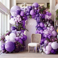 Purple Lavender Balloon Arch Double Stuffed Dark Purple Lilac Balloon Garland Kit With Clear Balloons for Birthday Wedding Butterfly Bridal Baby Shower Fairy Wild Flower Valentine Party Decor