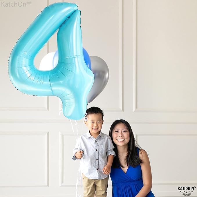 Giant Light Blue 0 Balloon Number - 40 Inch | 0 Foil Balloon | Light Blue Zero for Ocean Theme Birthday Party Supplies | 0 Mylar Light Blue Number | Zero Mylar Birthday decorations
