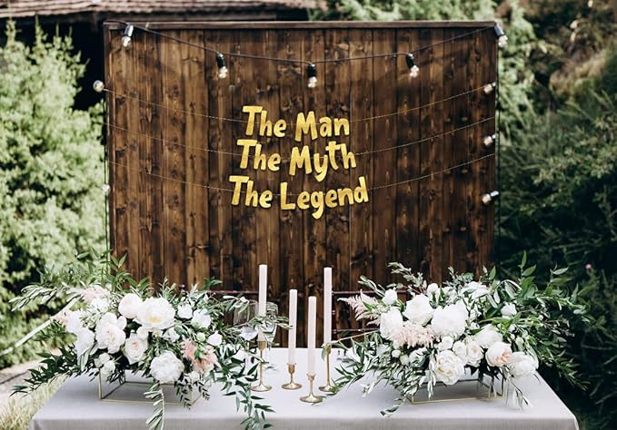 Pre-Strung The Man The Myth The Legend Gold Glitter Banner - Retirement Decorations for Men and Women - Retirement Party Supplies and Gifts